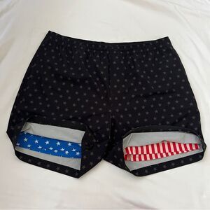 Chubbies 5.5” inseam XXL men swim trunks with liner American flag black stars